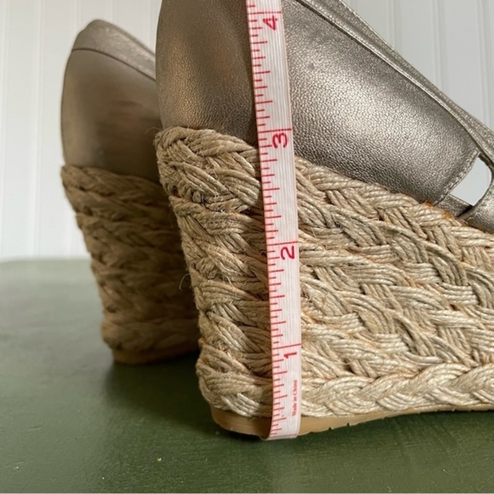 Stuart Weitzman Leather Wedge Espadrille Open Toe Sandals - Picture 11 of 15